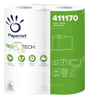 Bio Tech 2 Ply Single Wrap Toilet Rolls - White