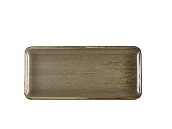 GenWare Terra Porcelain Narrow Rectangular Plates - 31cm - Smoke Grey