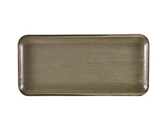 GenWare Terra Porcelain Narrow Rectangular Plates - 36cm - Smoke Grey