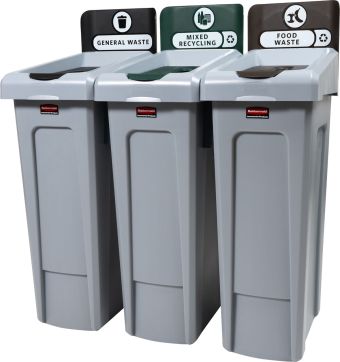 Slim Jim Recycling Station. 3 Stream - General/Mixed Recycling/Food Waste