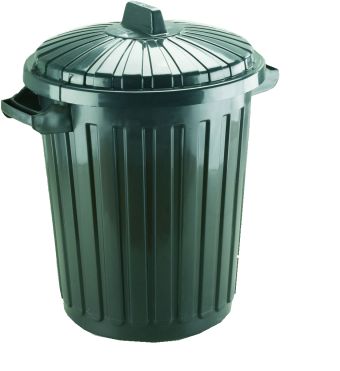 Standard Refuse Bin and Lid - Black plastic 80 litre