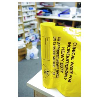 Clinical Heavy Duty Waste Sacks - 90L / 10kg - Yellow