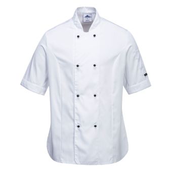 Rachel Womens Chef's Short Sleeve Jacket - XS - White