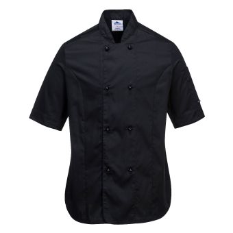 Rachel Womens Chef's Short Sleeve Jacket - XXL - Black