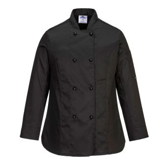 Rachel Womens Chef's Long Sleeve Jacket - XXL - Black
