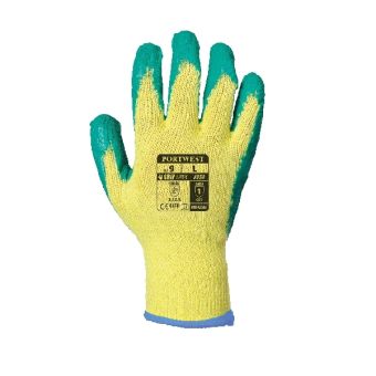 Classic Latex Grip Gloves - 9 / L - Yellow / Green