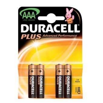 Duracell Plus Alkaline Batteries - 4 Pack - AAA