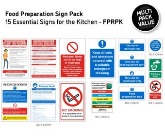 Food Prep Area Sign Pack - 15 Signs