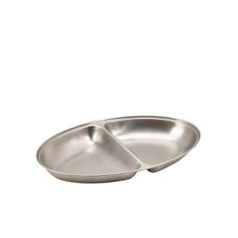 GenWare Stainless Steel 2-Division Oval Vegetable Dish - 30cm