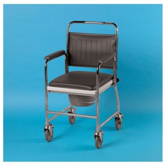 Homecraft Chrome Plated Wheeled Commode - Round Bowl