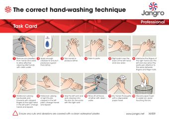 Jangro Professional Hand Washing Task Card - A4
