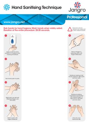 Jangro Professional Hand Sanitising Techniques Dispenser Backboard