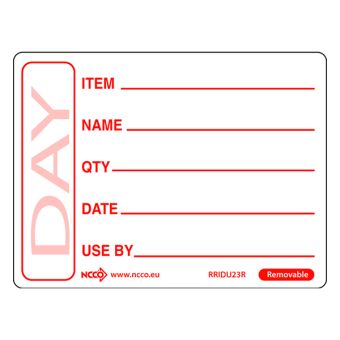 Removable Day / Use By Labels