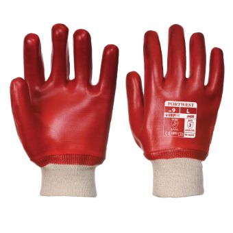 PVC Knitwrist Gloves - 8 / M - Red