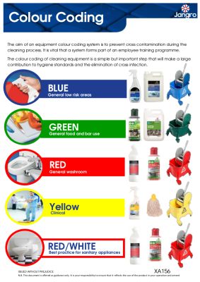 Jangro Colour Coding Cleaning Wall Chart - A4