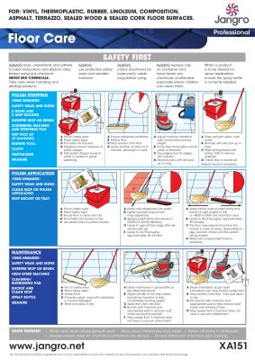 Jangro Professional Floor Care Wall Chart - A3