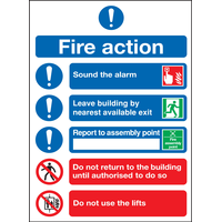 Fire Action Sign - Rigid - 210mm