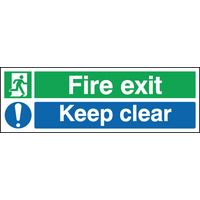 Fire Exit / Keep Clear Sign - Self Adhesive