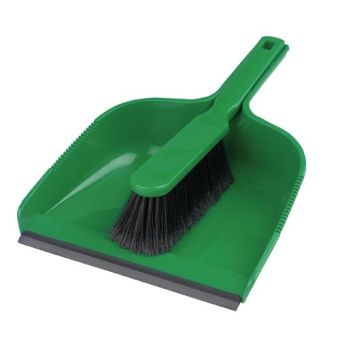 Stiff Dustpan and Brush Set - Green
