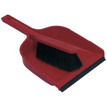Stiff Dustpan and Brush Set - Red