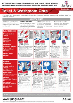 Jangro Professional Toilet & Washroom Care Wall Chart - A3