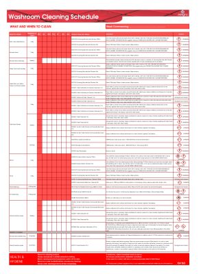 Jangro Washroom Cleaning Schedule Wall Chart - A3